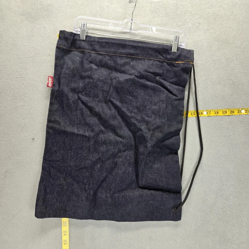 Vintage Levis Denim Drawstring Bag Blue Cinch Red Tab Dark Wash